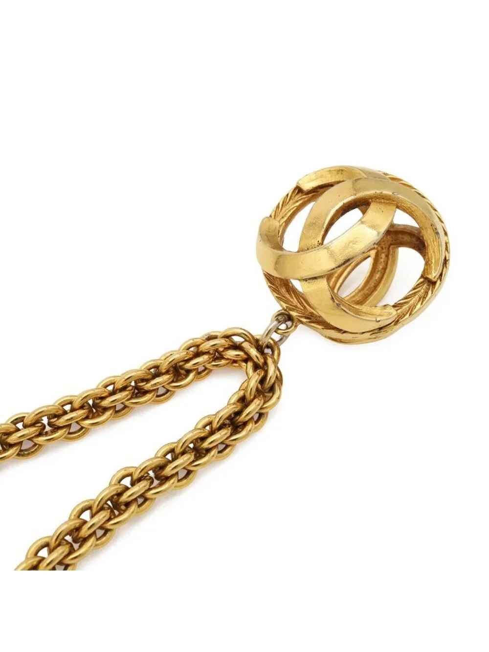 Chanel CC Logo CC Mark Watermark Ball Chain Pendant Gold Plated